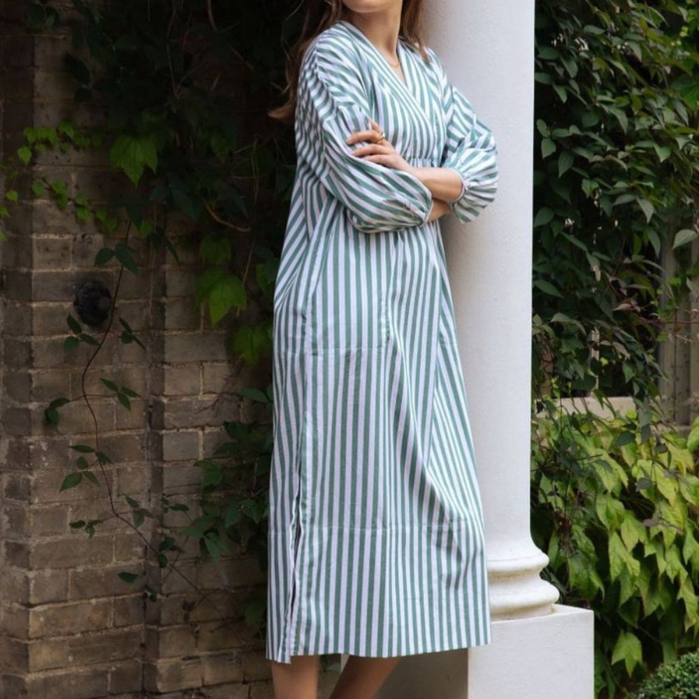 NWOT Lake Pajamas Pocket Caftan in Balsam Stripe